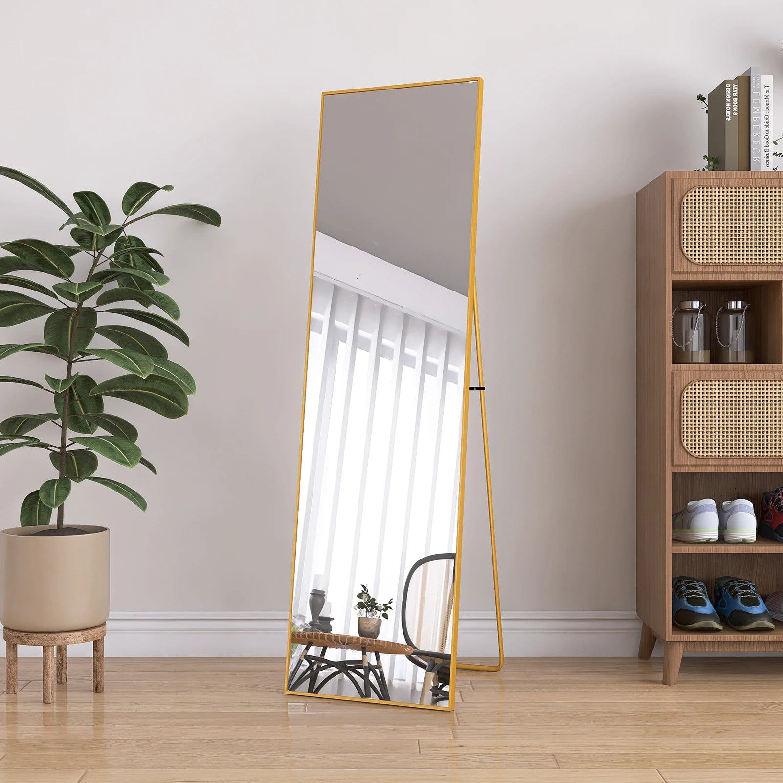 Full-length mirror, curved stand mirror, large full-length mirror, wall mounted, leaning mirror, standing mirror,