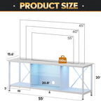 GALAXHERO 55 Inch Entertainment Center TV Stand Industrial TV Console with LED Glass Shelves Storage Cabinet Living Room Bedroom