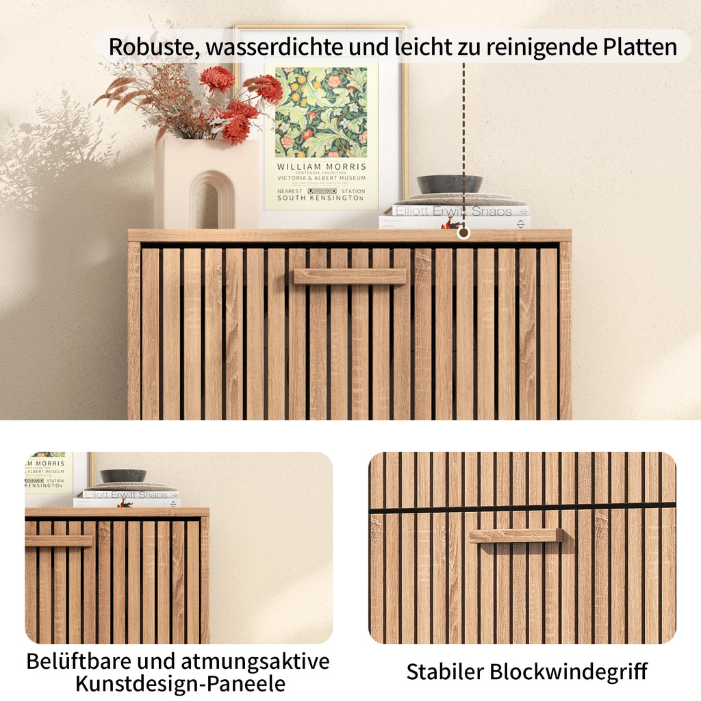 Side Table wood color solid wood table shoe cabinet with hinged lid dust proof storage cabinet