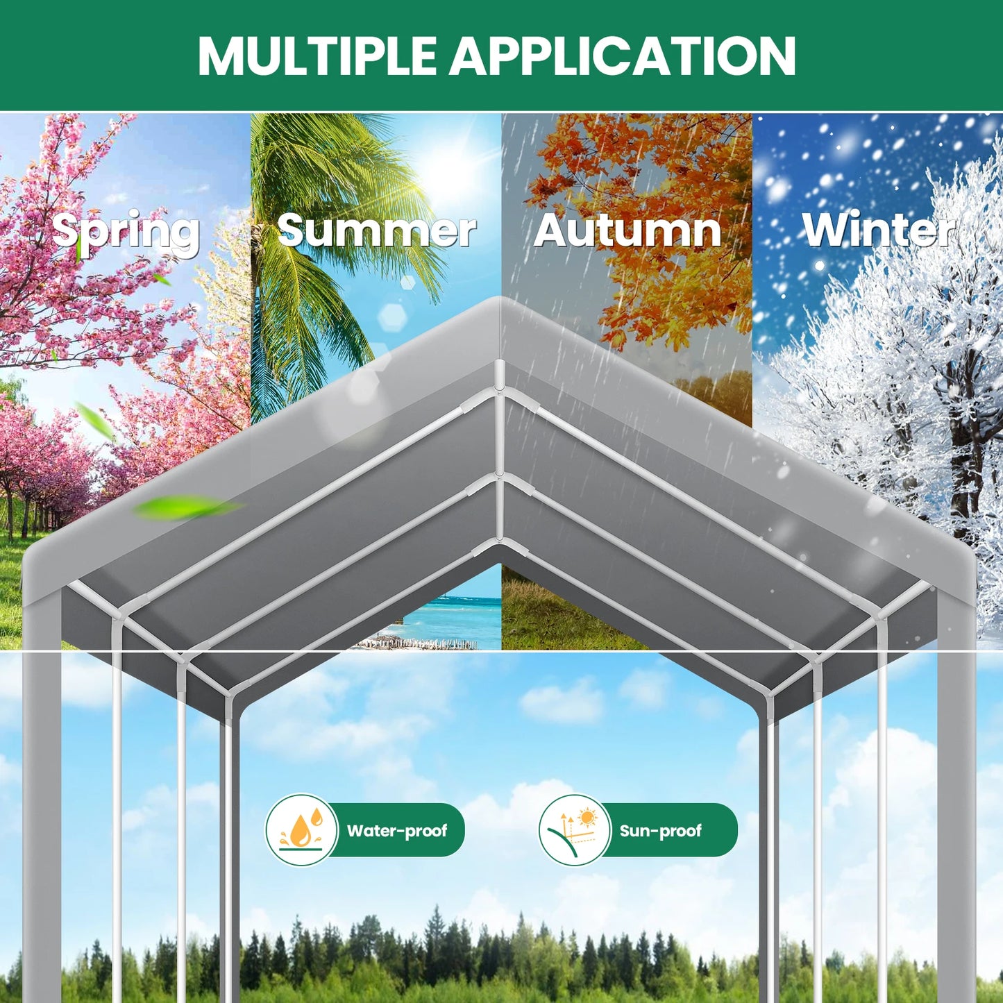 Carports 10x20ft Heavy Duty Car Tent Garage,Galvanized Frame Car Canopy Outdoor with Windproof Ropes&Sandbags for Car,Truck,Boat