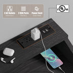 Dresser for Bedroom, 9 Drawers Dresser with LED Lights & Charging Station-Black