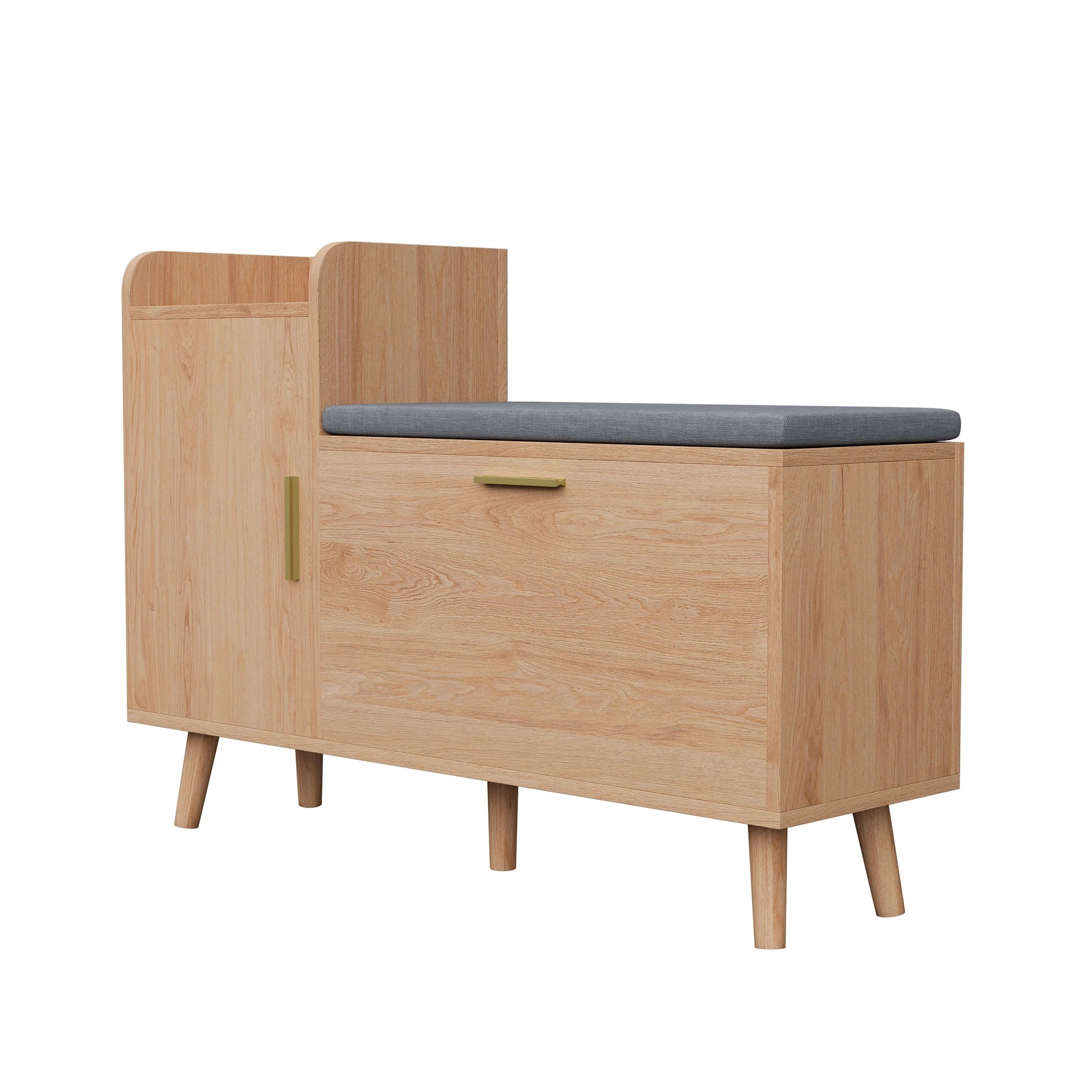 Side Table wood color solid wood table shoe cabinet with hinged lid dust proof storage cabinet
