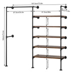 WOLTU Wardrobe Vintage Industrial Coat Rack Clothes Rack Steel Tubing MDF Wall Mounted Clothing Store Display Storage Shelf