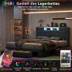 Upholstery bed 140x200cm with air lever storage headboard with storage and charging velvet bed with drawers double bed