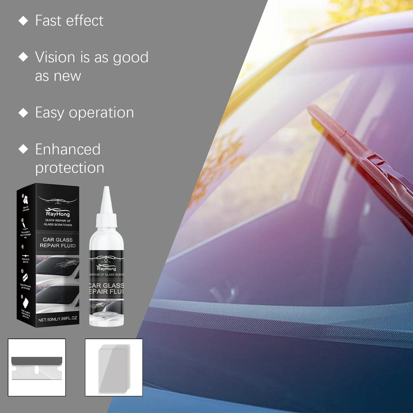 Car Glass Repair Adhesive Fixing Windshield Cracks Remove Scratch Enhance Impact Resistance Truck Motorcycles Broken Repair Set