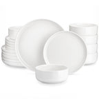 MALACASA Luna series 18-Piece Ceramic Porcelain Dinnerware Set with 6 Pcs Dinner/Dessert Plates,Bowl Tableware Set Service for 6