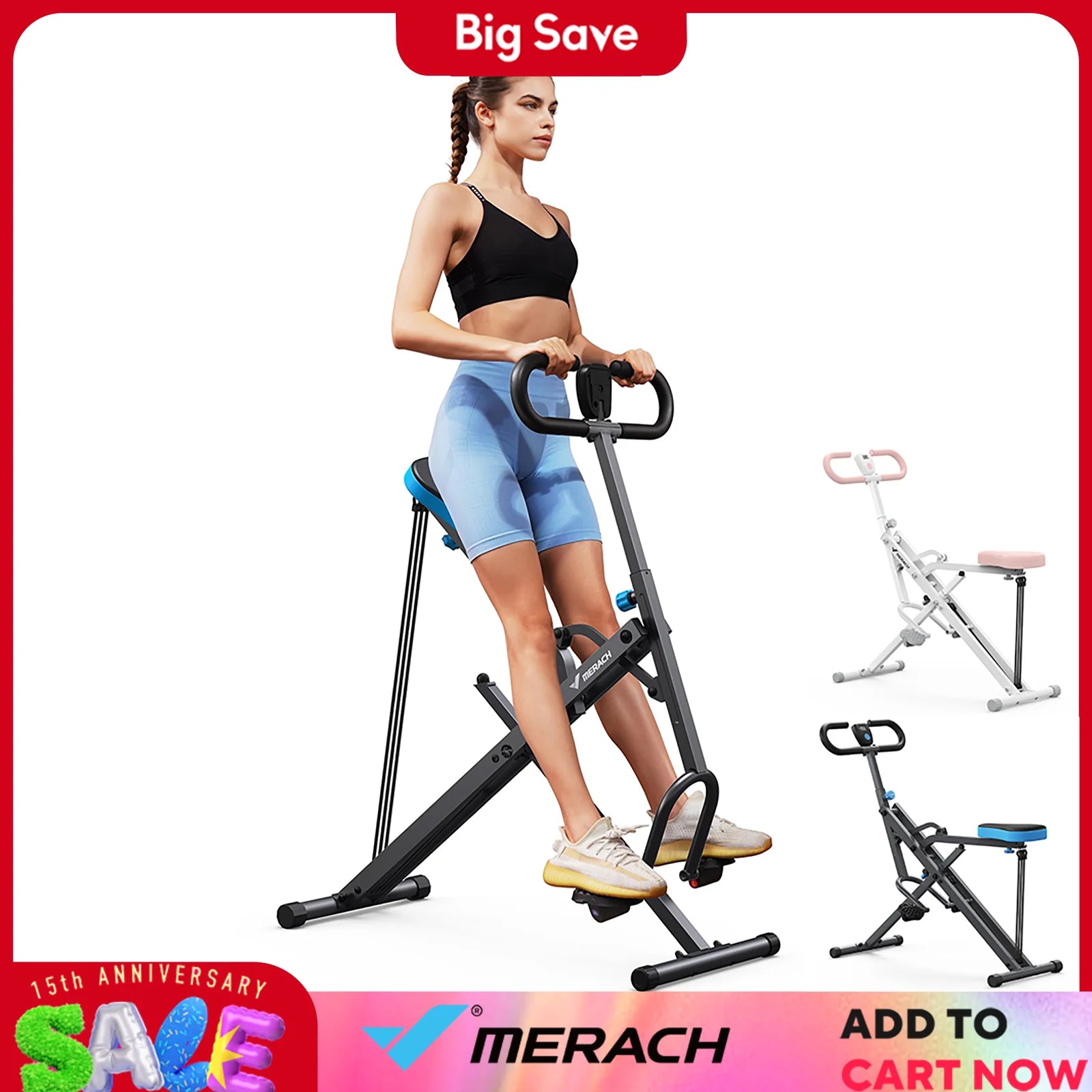 MERACH 2-in-1 Foldable Squat & Rowing Machine - Home Glute & Leg Trainer