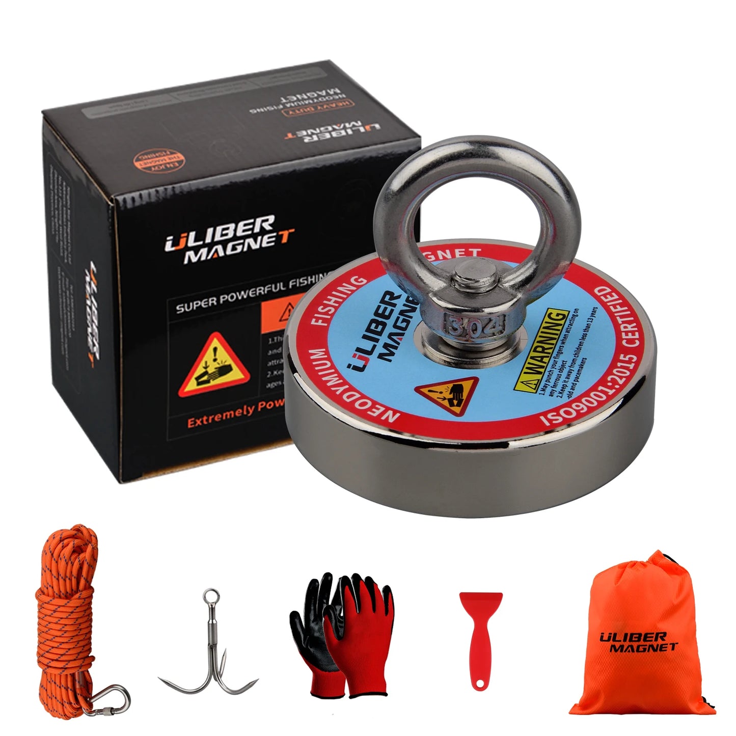 400BLS  Strong Lifting N52 Permanent Magnets Fishing Magnet 20m Rope Grapping Hook Option Magnetic Material Ring Metal