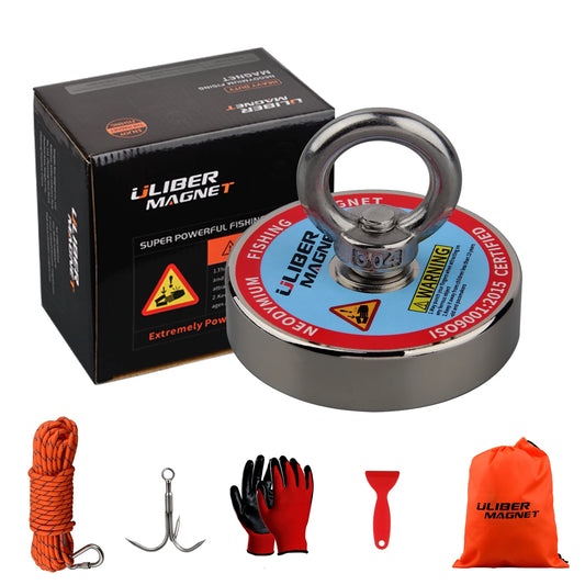 400BLS  Strong Lifting N52 Permanent Magnets Fishing Magnet 20m Rope Grapping Hook Option Magnetic Material Ring Metal