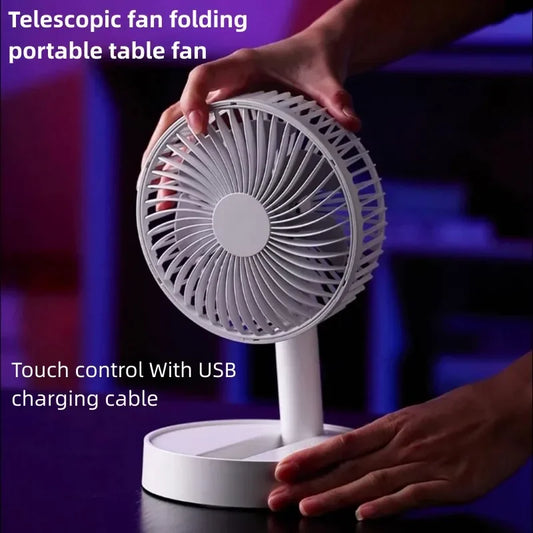 USB Foldable Fan with 4 Speeds ＆ Timing,Battery Operated Mini Fan for