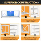 GALAXHERO 55 Inch Entertainment Center TV Stand Industrial TV Console with LED Glass Shelves Storage Cabinet Living Room Bedroom