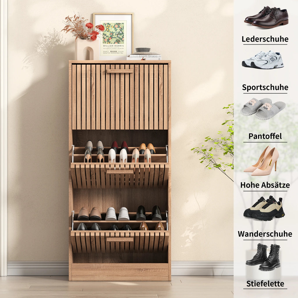 Side Table wood color solid wood table shoe cabinet with hinged lid dust proof storage cabinet
