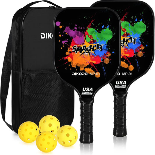 DIKORO Pickleball Paddle Set - USAPA Compliant & Lightweight (Graphite Fiberglass Face + 4 Balls) | AlluCanFind