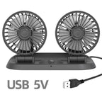 USB 5V Car Triple Header Fan Multi Angle Adjustable, No Obstructed Vie