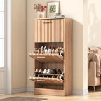 Side Table wood color solid wood table shoe cabinet with hinged lid dust proof storage cabinet