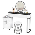 WOLTU 1Set Modern Dressing Table with LED Lighting 3 Colors Girls Women Vanity Cosmetic Table Drawers 1 Side Cabinet