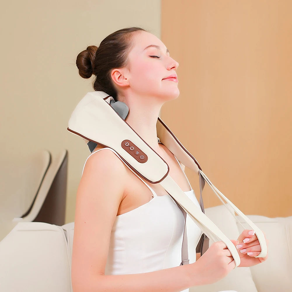 Multifunctional Neck Shoulder Massager, Wrap Heat Therapy Device, Cervical Spine Massage Instrument, Square Muscle Roller