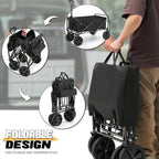 PowerHaul Folding Wagon,550LB/5.3 Cu. Ft., Heavy-Duty Design, All-Terrain Wheels, BLACK