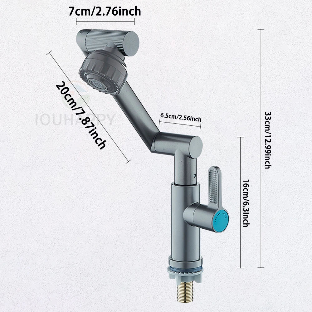 360°Rotating Swing Arm Stainless Steel Hot Cold Faucet  4 Modes Waterfall Kitchen Faucet Multifunctional kitchen Accessories