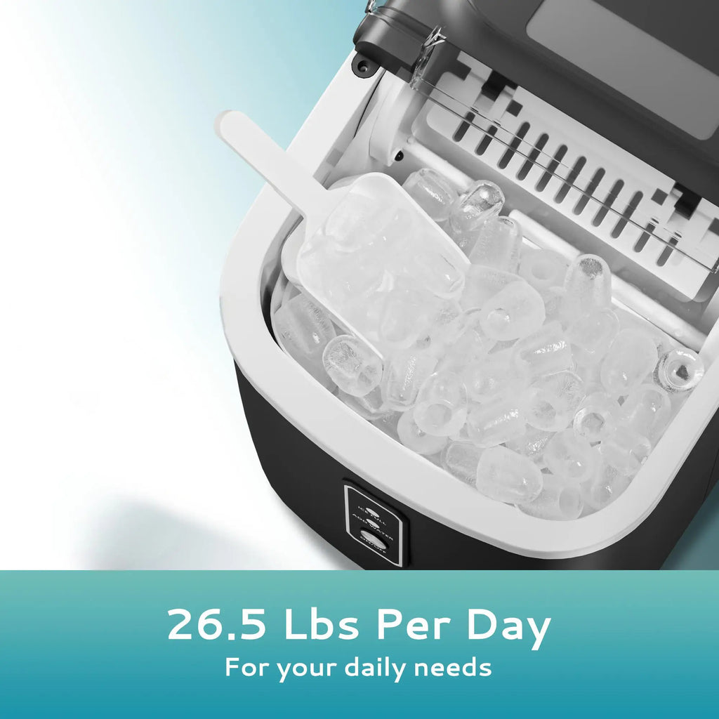 ICYGLEE Portable Ice Machine 9 Cubes in 6 Mins Ice Maker Machine 26.5lbs/Day Auto-Cleaning Countertop for Home Kitchen Camping