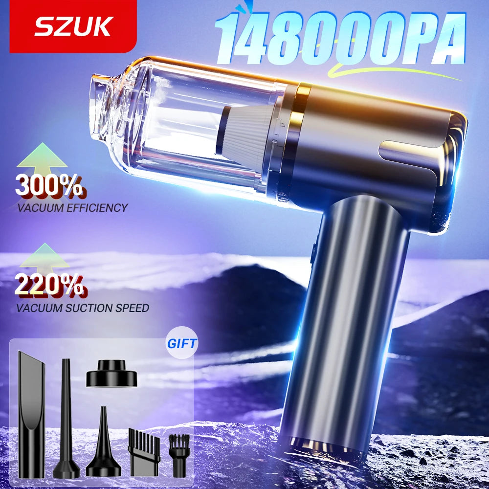 SZUK Car Vacuum Cleaner 148000PA Wireless Portable Cleaning Machine for Keyboard Powerful Mini Handheld Cleaner for Car and Home