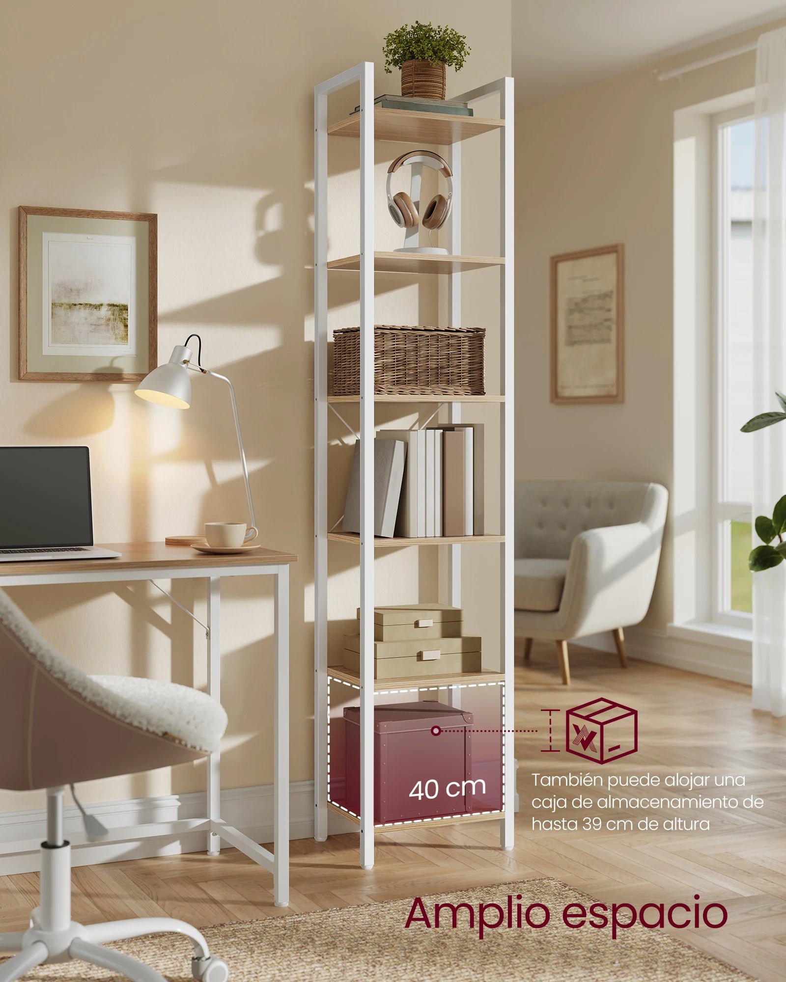 VASAGLE 6-Tier Bookshelf, Bookcase, Shelving Unit, for Office, Study, Living Room, Bedroom, 30 x 40 x 187.5 cm, Industrial
