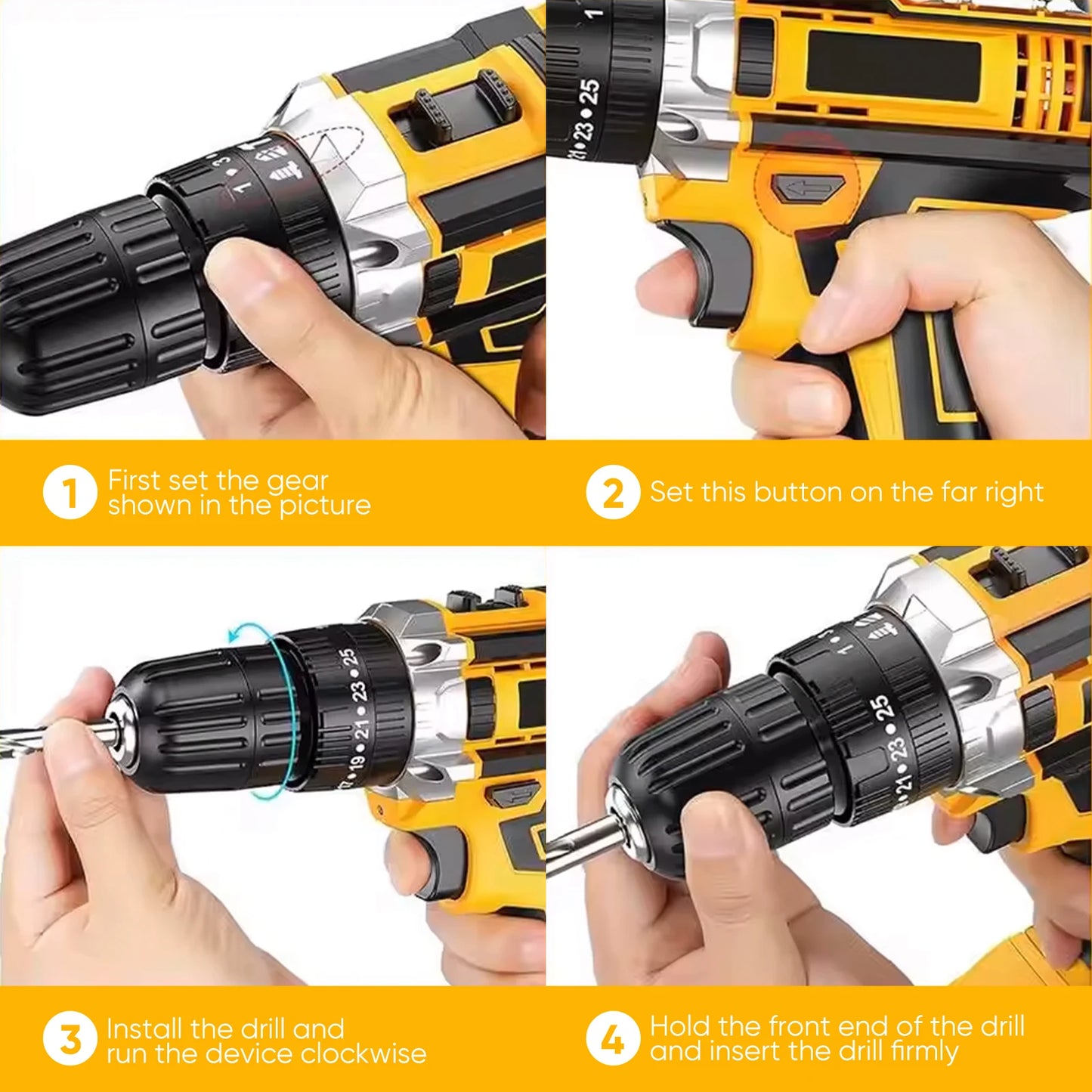 21V Cordless Impact Drill Electric Screwdriver Electric Hammer Drill Mini Wireless Hand Drill Lithium-Ion Battery Power Tools