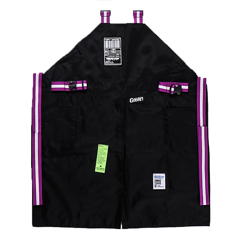New Trendy Aprons Waterproof Oil Resistant 2 Bags Bibs Coffee Shop Hairdresser Slit Overall Chef Adjustable Nail Salon Apron