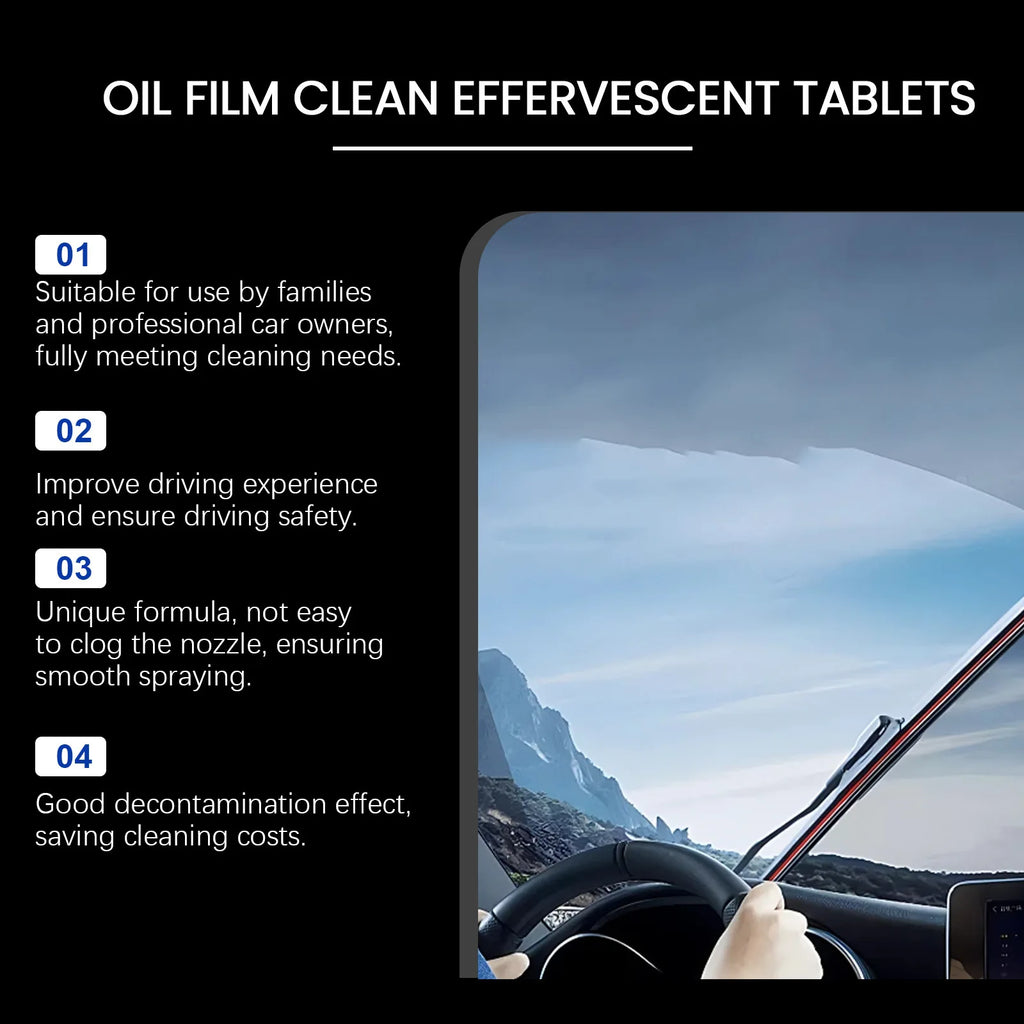 Homonth 20pcs Car Window Oil Film Remover Windshield Cleaner Auto Glass Polishing Stains Remove Wiper Fluid Tablets Car Care