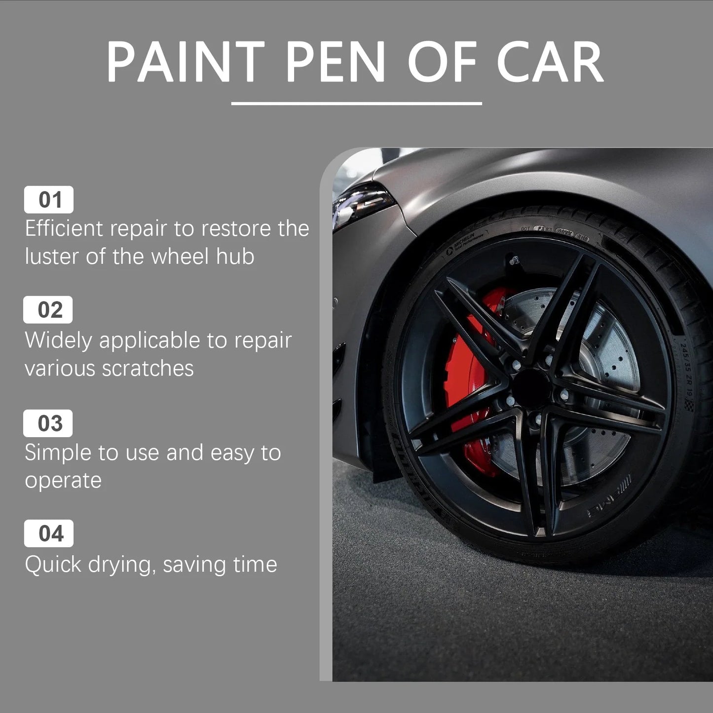 Homonth 10mlx3 Black Car Wheel Scratch Repair Pen Tire Scratch Remover Wheel Hub Scratch Repair Anti Rust Auto Paint Repair Pen