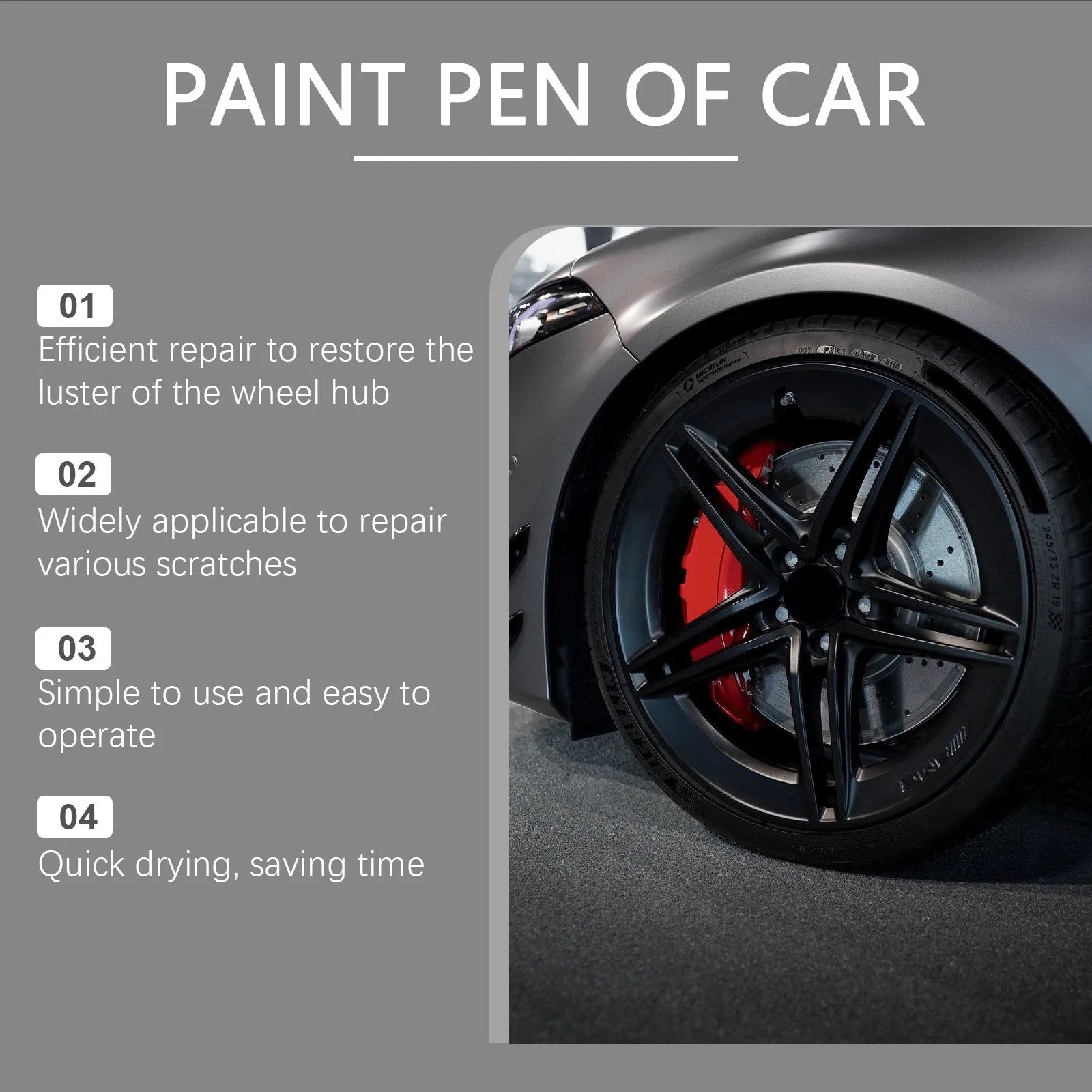 Homonth 10mlx3 Black Car Wheel Scratch Repair Pen Tire Scratch Remover Wheel Hub Scratch Repair Anti Rust Auto Paint Repair Pen
