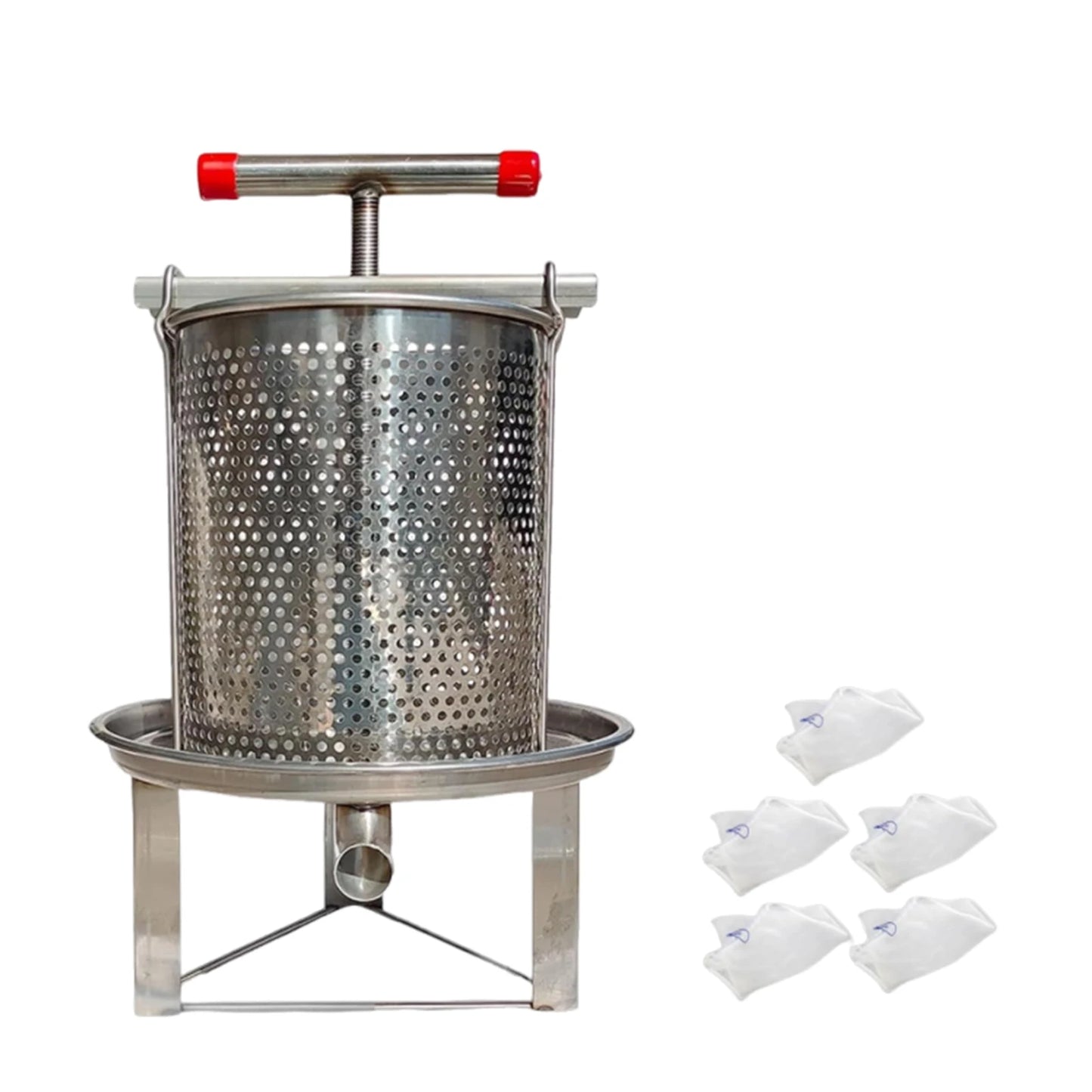 Honey Press Machine with Cover Manual Metal Honey Extractor Beekeeper Equipment Portable for Household Farmhouse Beekeeping
