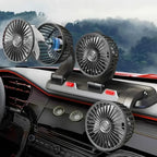 USB 5V Car Triple Header Fan Multi Angle Adjustable, No Obstructed Vie