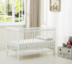 mcc direct Brooklyn Baby Cot Crib With Water repellent Mattress and Safety Wooden Barrier (125 x 66 cm)