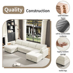 Anajqaqia Modular Sofa Sofa with Cushions, Corner Sofa with Wide Armrests, U-shaped Cord Fabric Sofa