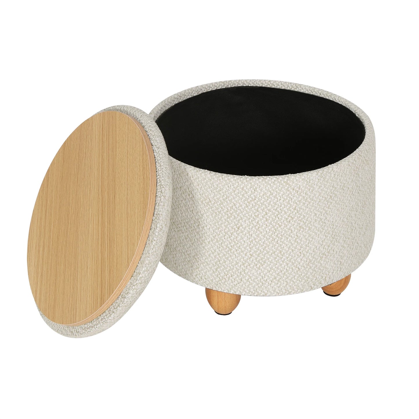 WOLTU Storage Pouf Upholstered Stool with Lid Ottoman Foldable Pouf with Pine Legs Space Saving for Living Room Bedroom Home