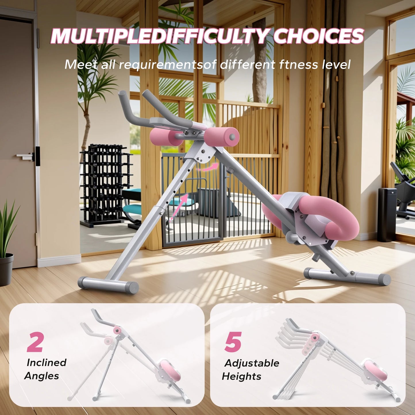 MERACH Ab Machine Adjustable Trainer Workout Foldable Knee Protection