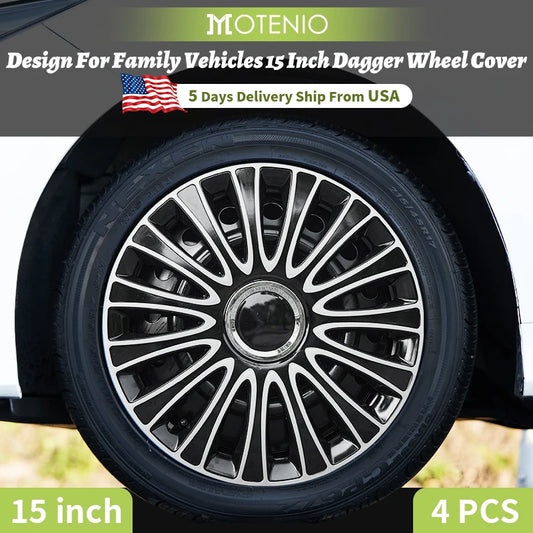 15inch Dagger Style Hub Cap Cover for Iron Rim Wheel Cover Set of 4 Steel Wheel Cover Replacement Hubcap for R15 Tire