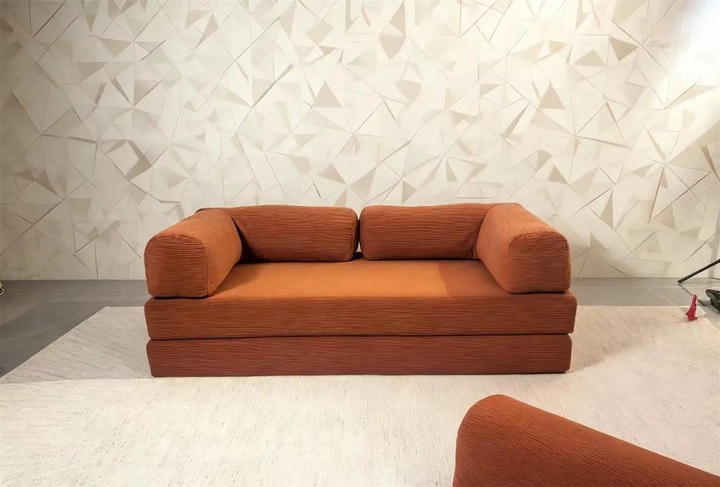 EU warehouse European retro high-end corduroy sofa vacuum compression folding sofa bed can be customized living room bedroom fur