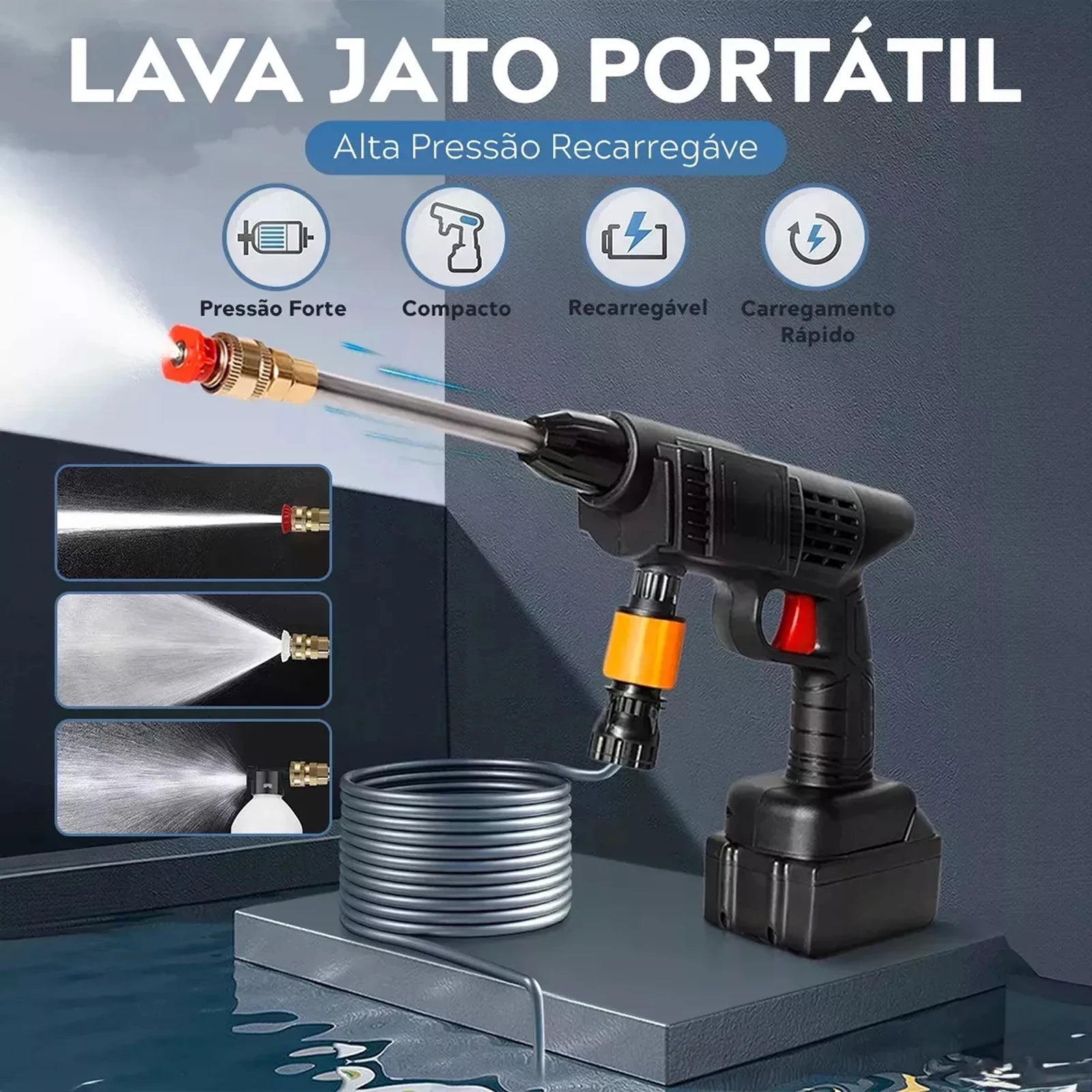 Portable High Pressure Car Wash Rechargeable Dual Voltage Washer cleaning cars bicycles outdoor furniture fences