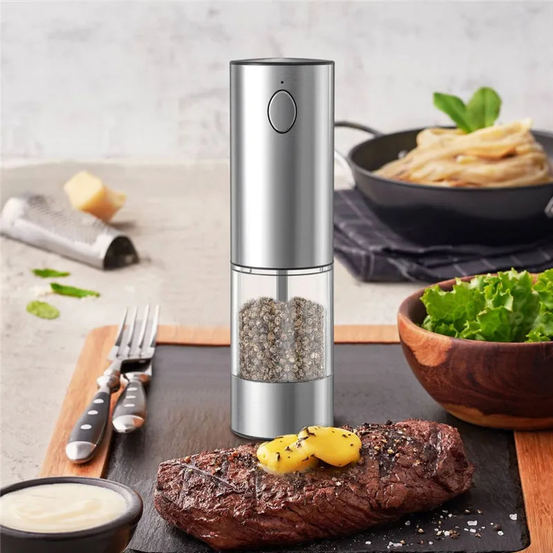Electric Salt and Pepper Grinder Set USB Rechargeable Eletric Pepper Mill Shakers Automatic Spice Steel Machine Kitchen Tool