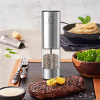 Electric Salt and Pepper Grinder Set USB Rechargeable Eletric Pepper Mill Shakers Automatic Spice Steel Machine Kitchen Tool