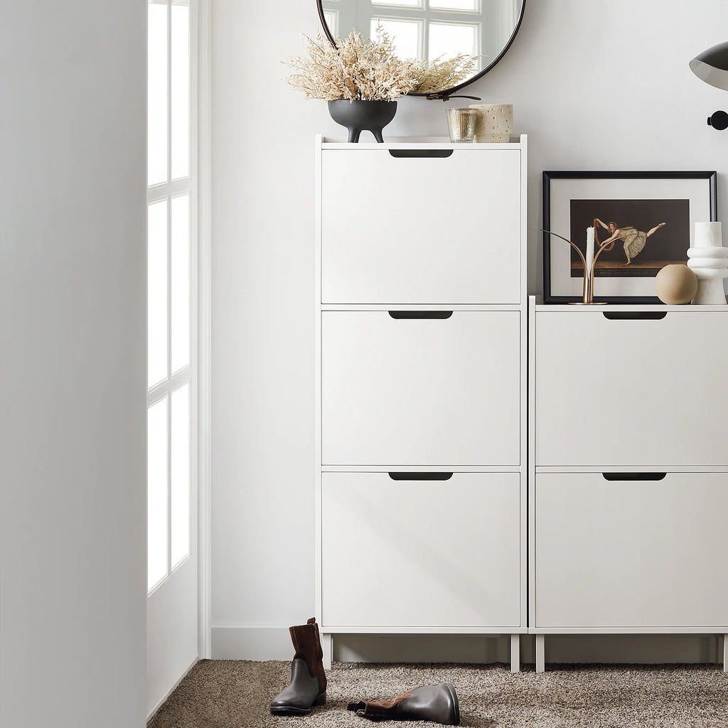 SoBuy FSR151 Shoe dump truck with 2 flap Shoe cabinet narrow shoe rack with 4 shelf surfaces Shoe chest of drawers Shoe shelf