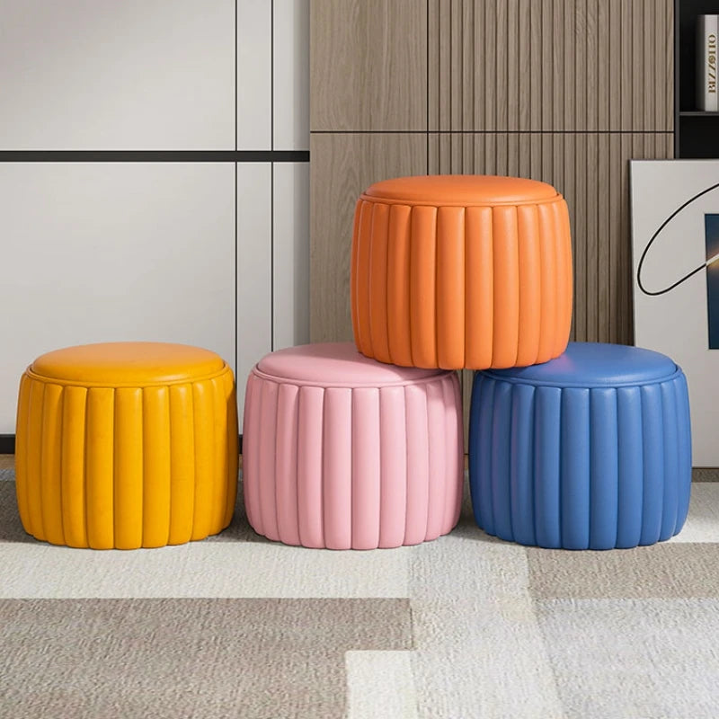 Pink Sofa Stool Customizable Stool with 4 Legs Blue Solid Pine Stool Living Room