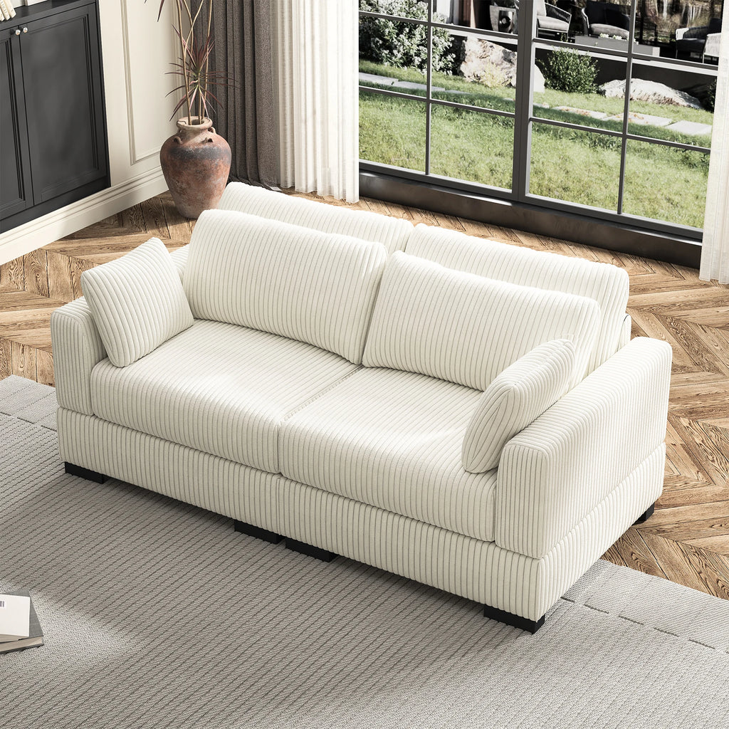 Anajqaqia Modular Sofa Sofa with Cushions, Corner Sofa with Wide Armrests, U-shaped Cord Fabric Sofa