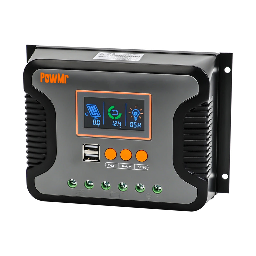 PowMr PWM 80A 60A 30A Solar Charge Controller 12V 24V 36V 48V Lead-Acid Lithium Battery Charger Max PV 100V Dual Control Mode