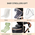 Standard Baby Stroller,Foldable Portable Pram, High Landscape Baby Carriage, Reversible Pushcar for Newborn Toddler