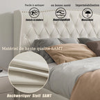 ROSAHQNDA Upholstered Bed, Hydraulic Bed In Modern Style, 140/160 X 200 Cm, Gray Flannel Rivet. Double Bed Without Mattress
