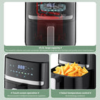 1400W 5L Air Fryer Stainless Steel Visible wide Capacity Electric Oven LED Display Touch set Multifunctional Electric Frye