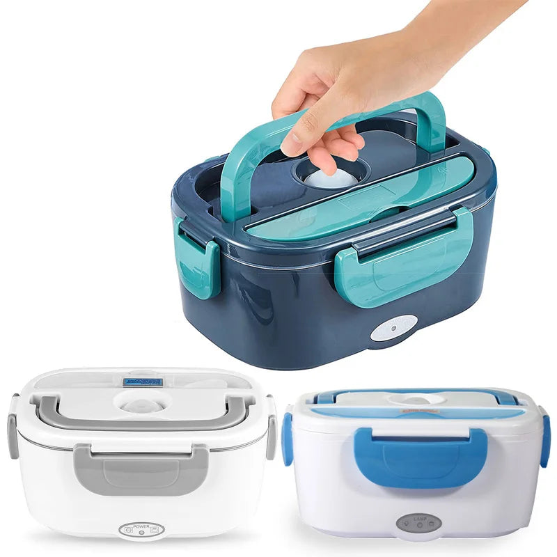 60W 2-in-1 Electric Lunch Box & Stainless Steel Food Container, 12V/24V/110V/220V Multi-Voltage Portable Heater for Car/Home